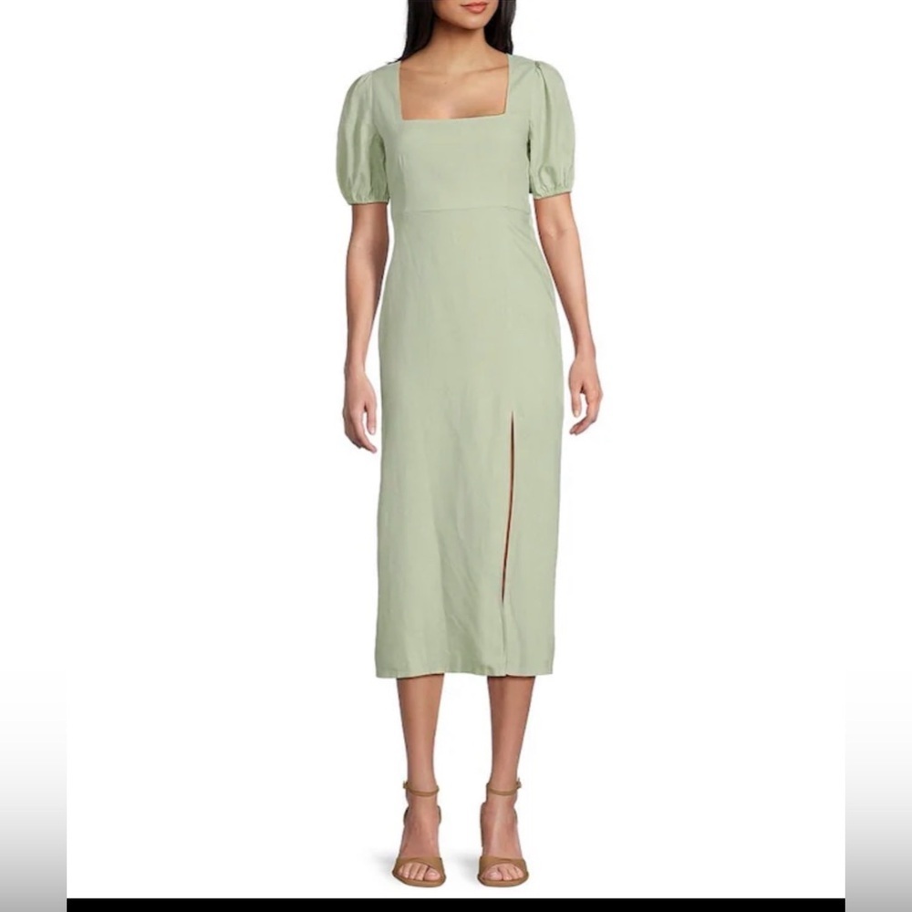 GB Girls Sage Midi Dress with Puff Sleeves